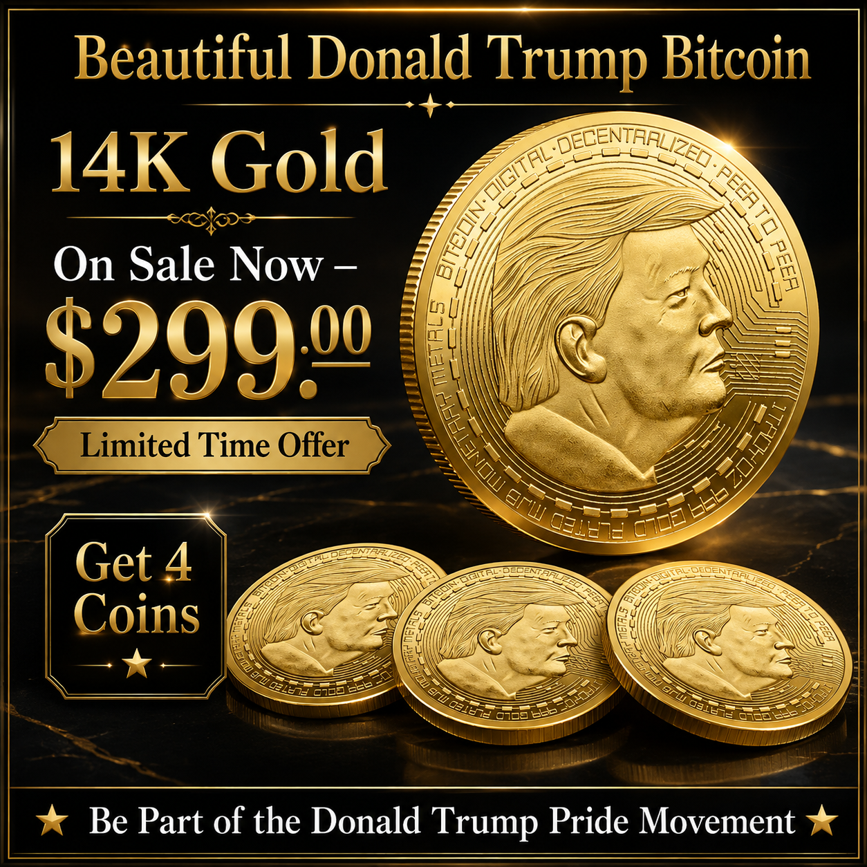Donald Trump 14K Gold Collector Coin Set – 4 Coins for $299