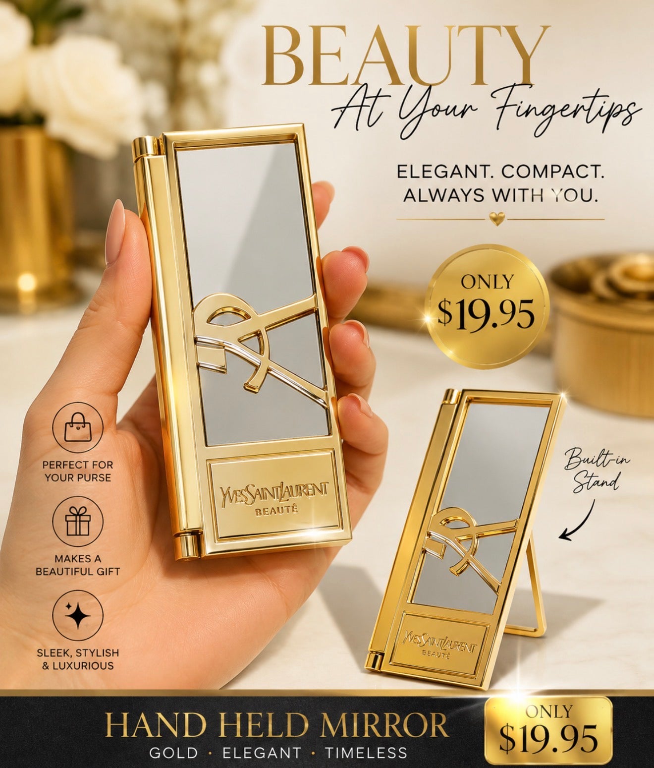 Luxury Gold Handheld Mirror