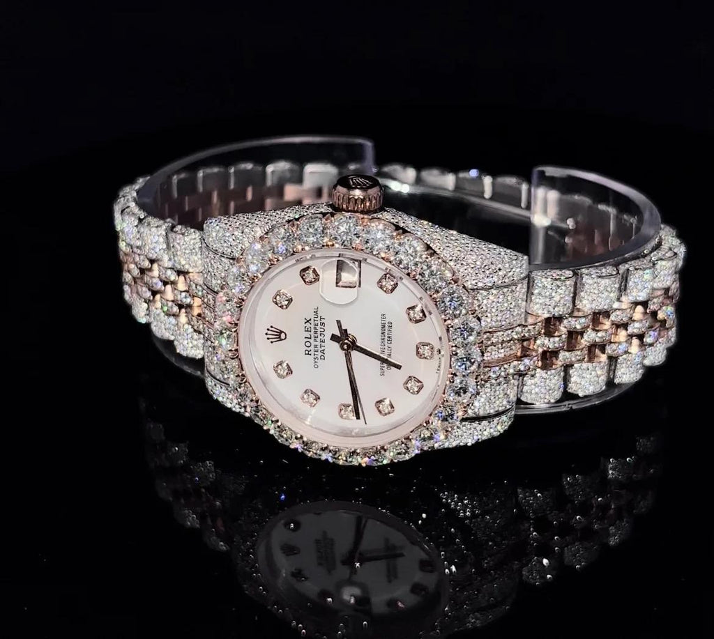 Two-Tone Unisex Rose Gold Watch with Moissanite
