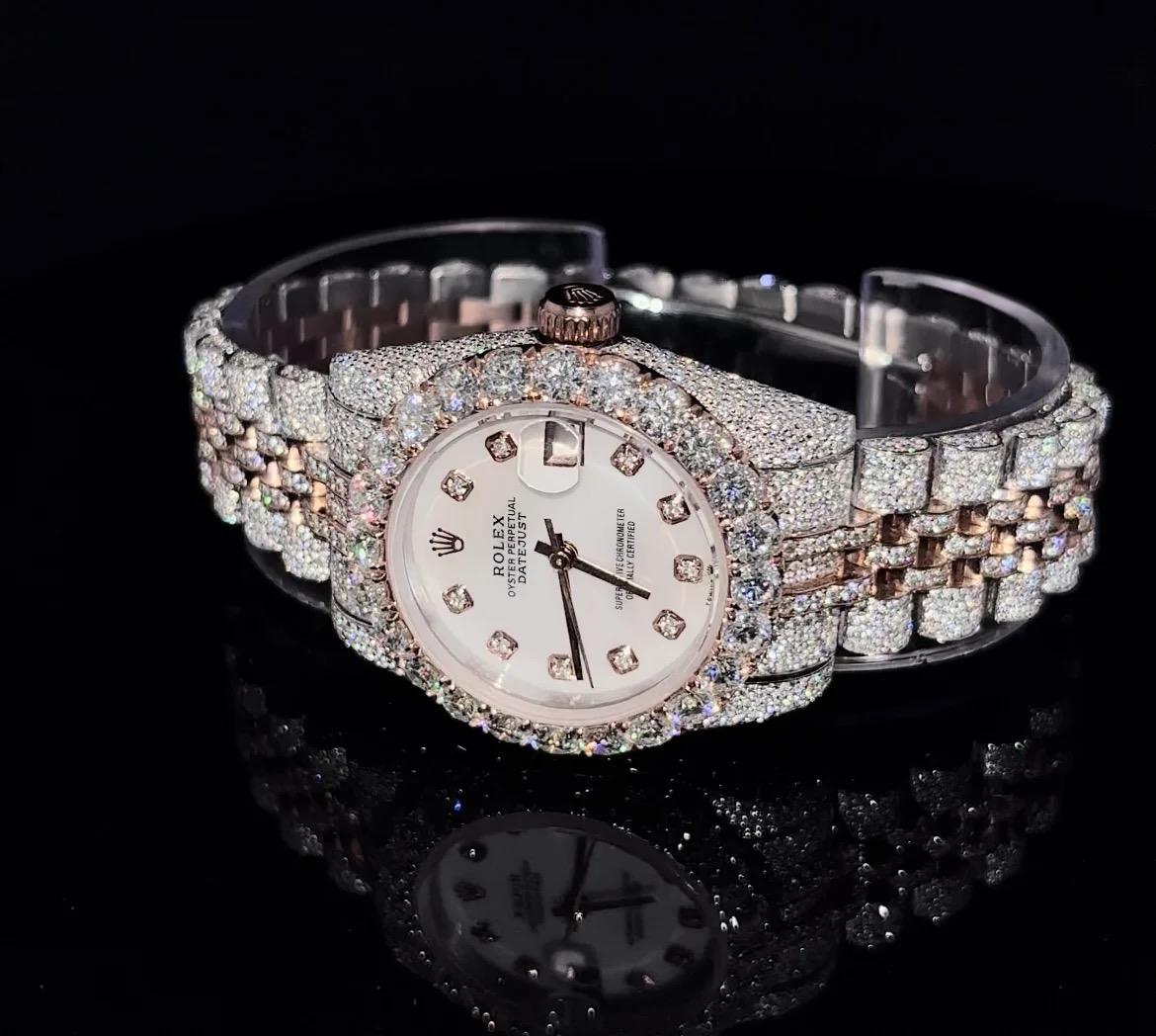 Two-Tone Unisex Rose Gold Watch with Moissanite