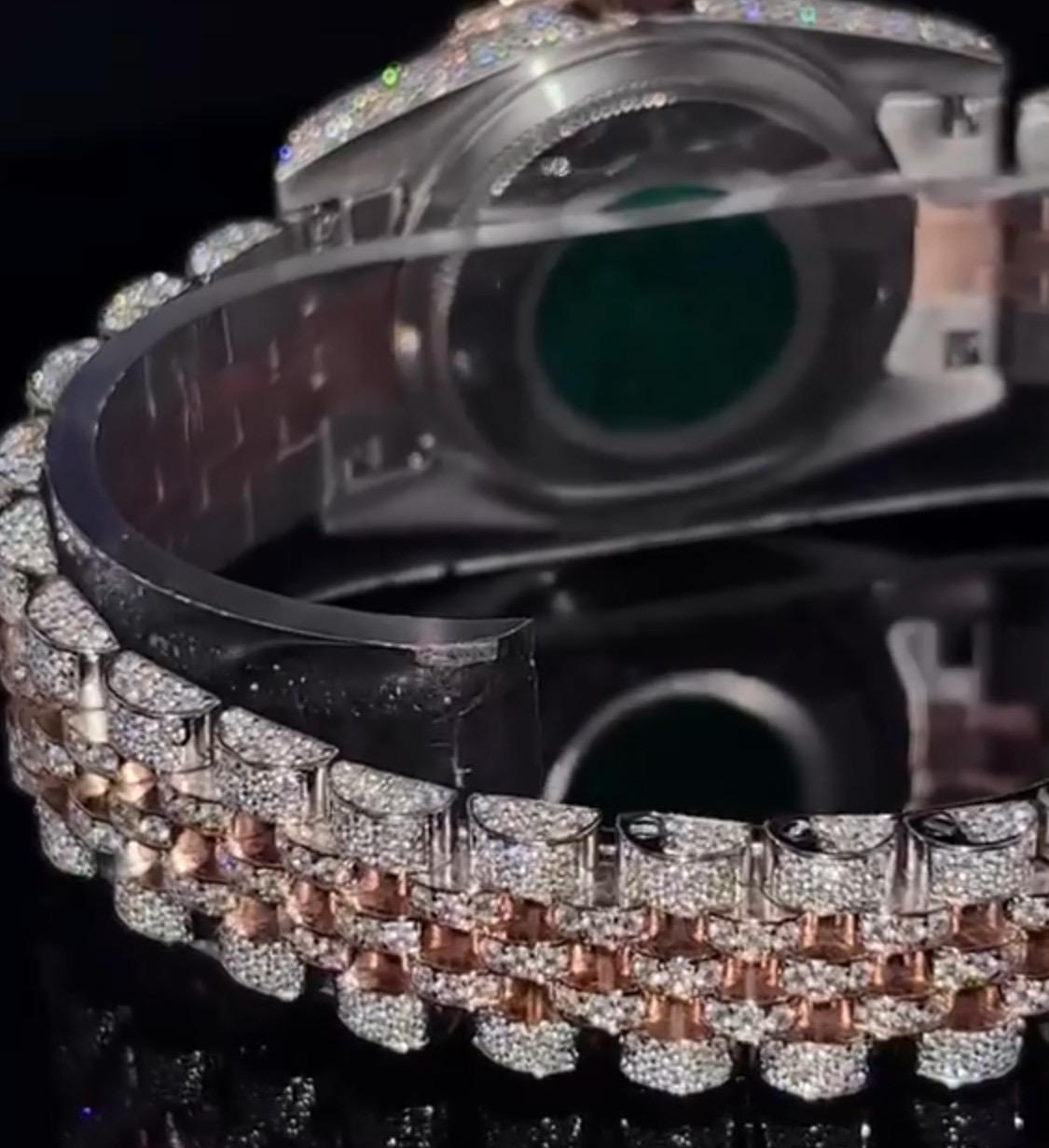 Two-Tone Unisex Rose Gold Watch with Moissanite