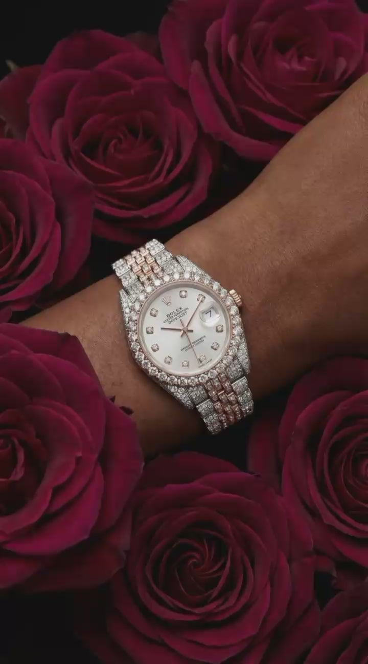 Two-Tone Unisex Rose Gold Watch with Moissanite